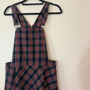 Royal bones Plaid Mini overall Dress L